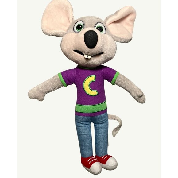 Chuck E. Cheese Plush Toy With Jeans & Purple Shirt - Picture 3 of 9